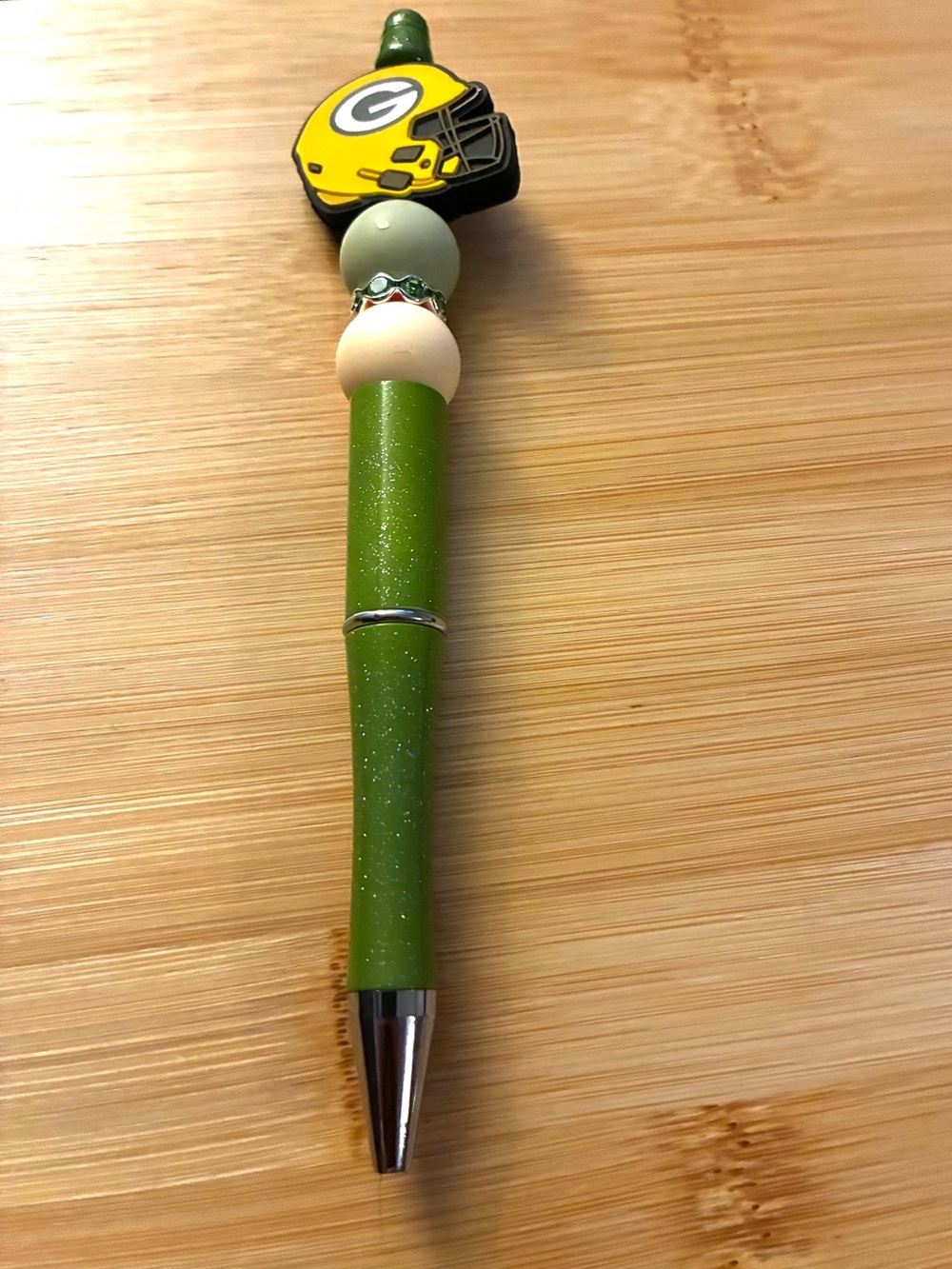 Green Bay Beaded Green & Yellow Pen